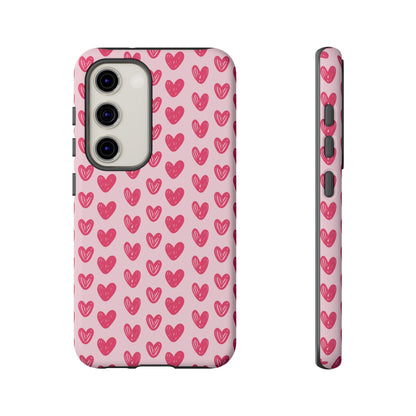 Pink Sketched Hearts – Samsung Galaxy Case - BOGO Cases