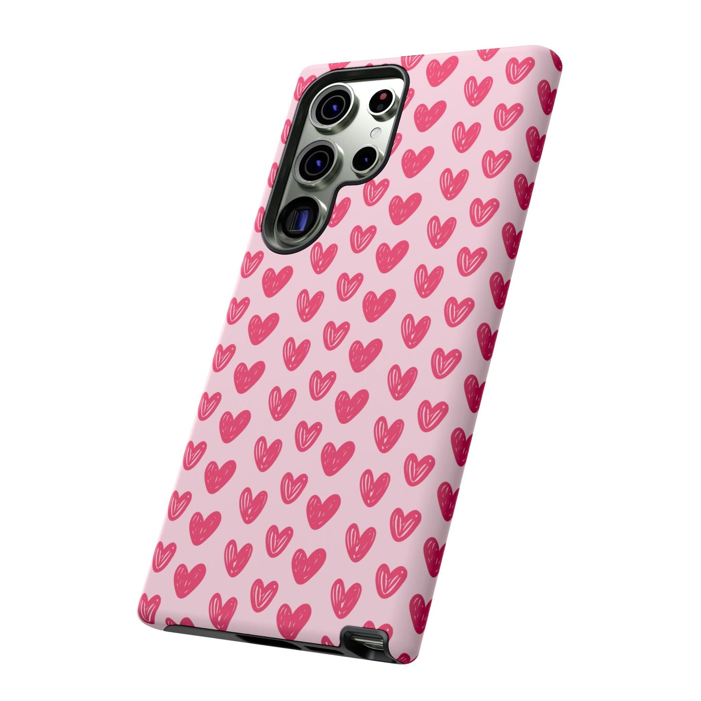 Pink Sketched Hearts – Samsung Galaxy Case - BOGO Cases