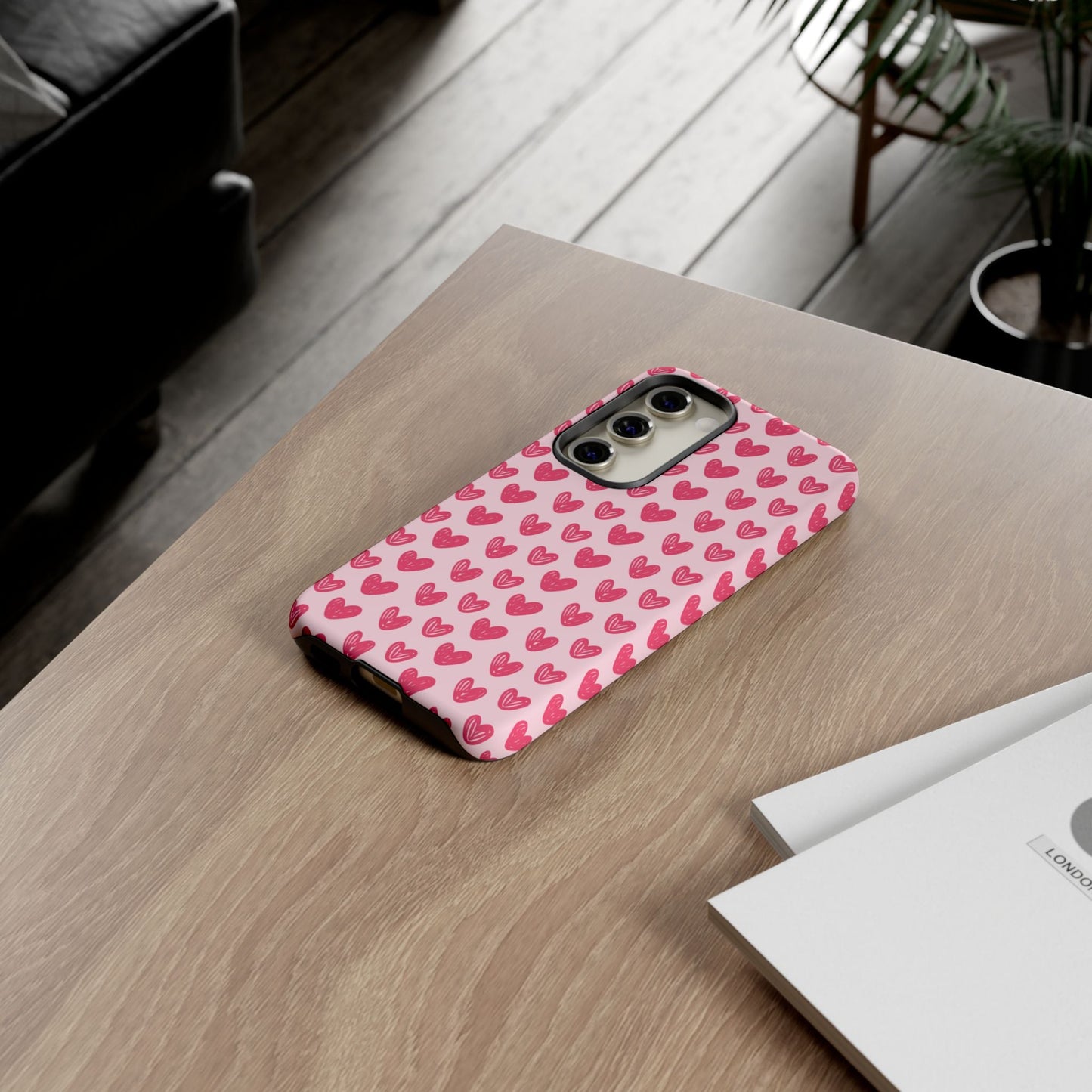 Pink Sketched Hearts – Samsung Galaxy Case - BOGO Cases
