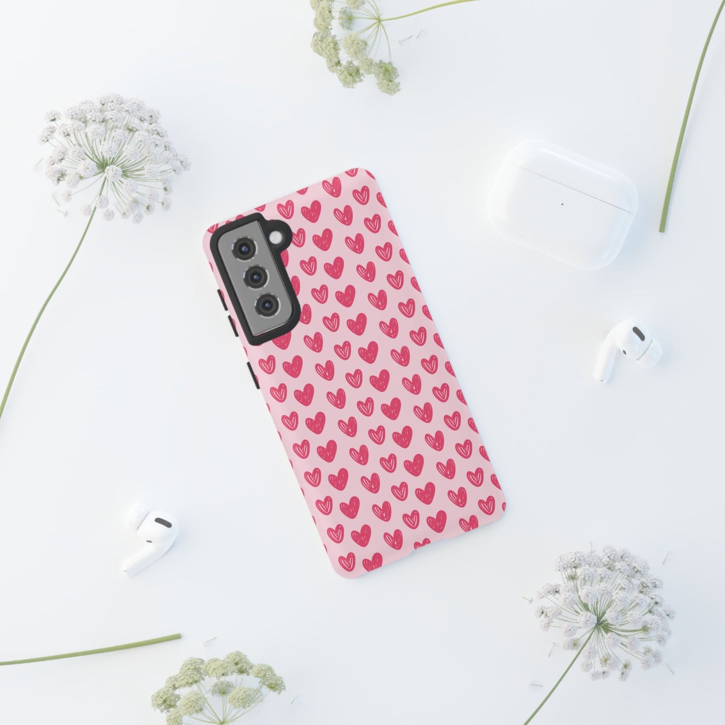 Pink Sketched Hearts – Samsung Galaxy Case - BOGO Cases