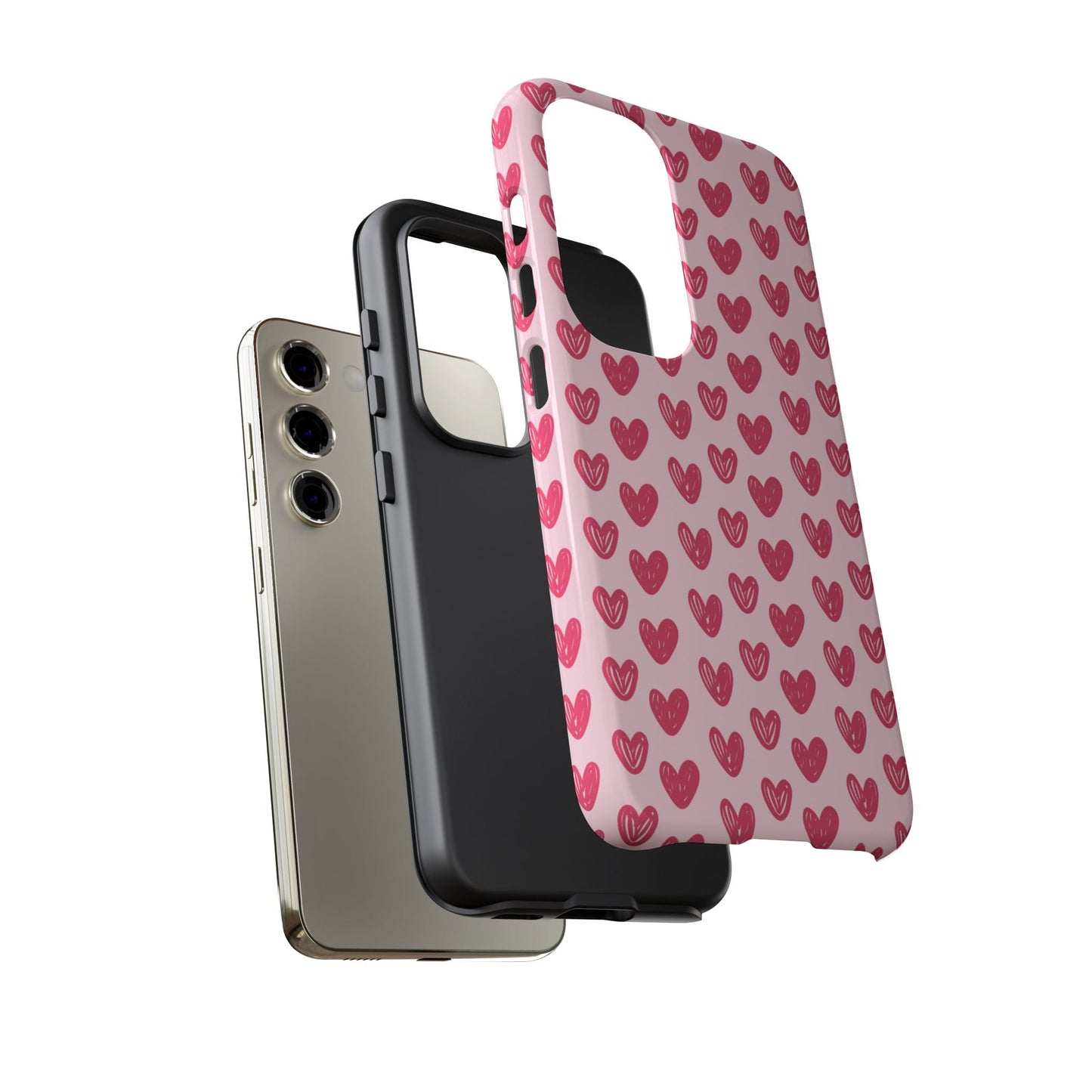 Pink Sketched Hearts – Samsung Galaxy Case - BOGO Cases
