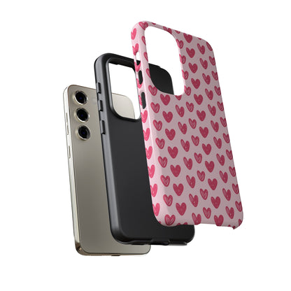 Pink Sketched Hearts – Samsung Galaxy Case - BOGO Cases