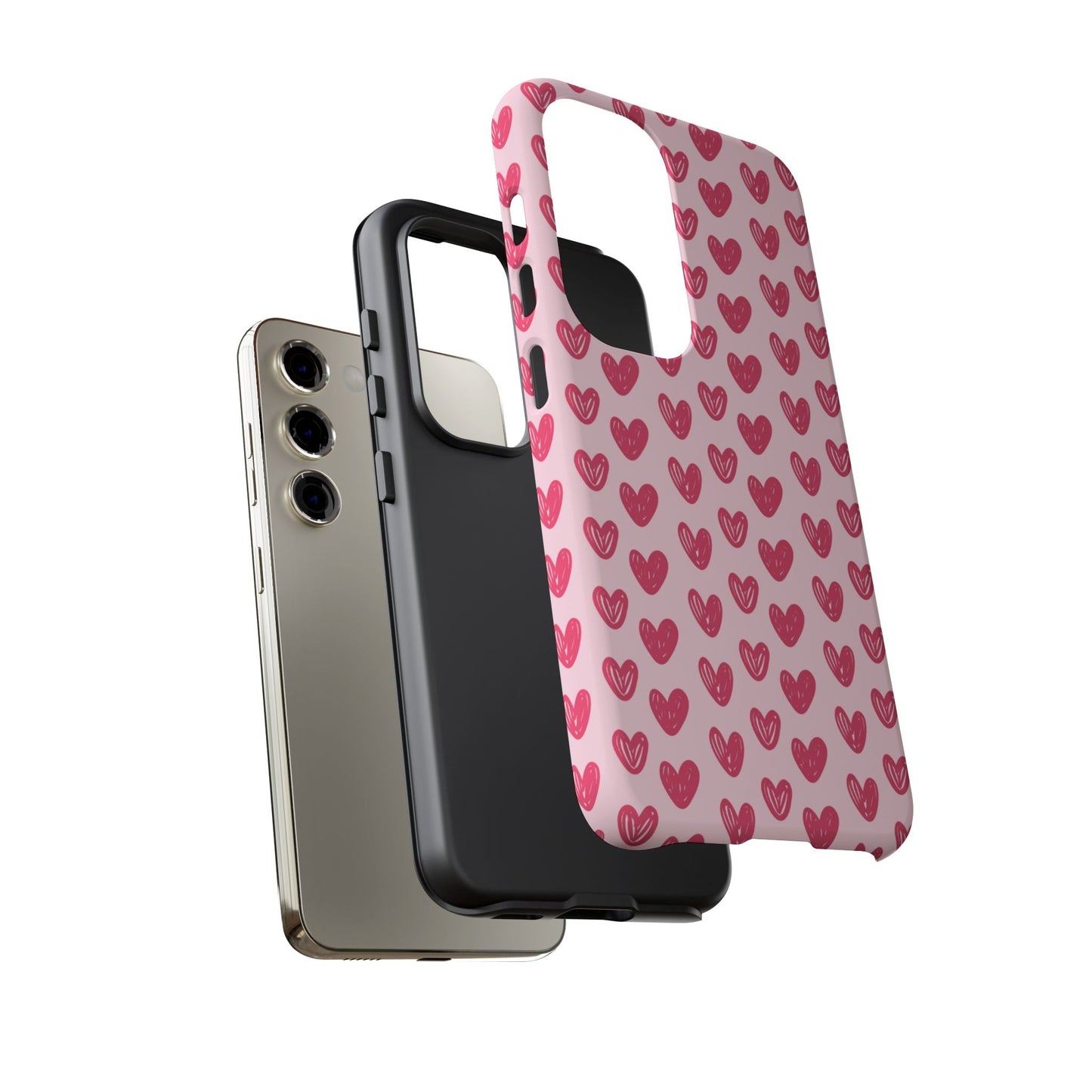 Pink Sketched Hearts – Samsung Galaxy Case - BOGO Cases
