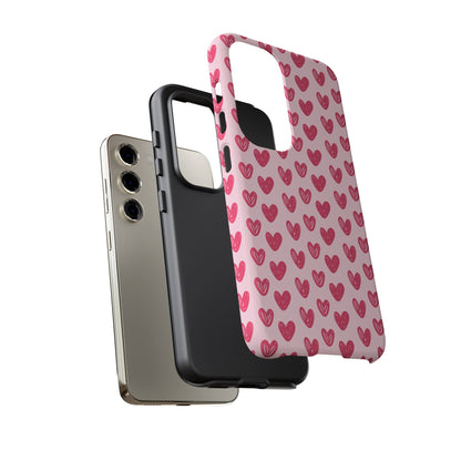 Pink Sketched Hearts – Samsung Galaxy Case - BOGO Cases
