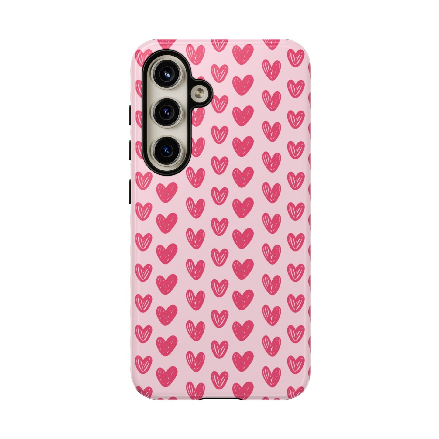Pink Sketched Hearts – Samsung Galaxy Case - BOGO Cases