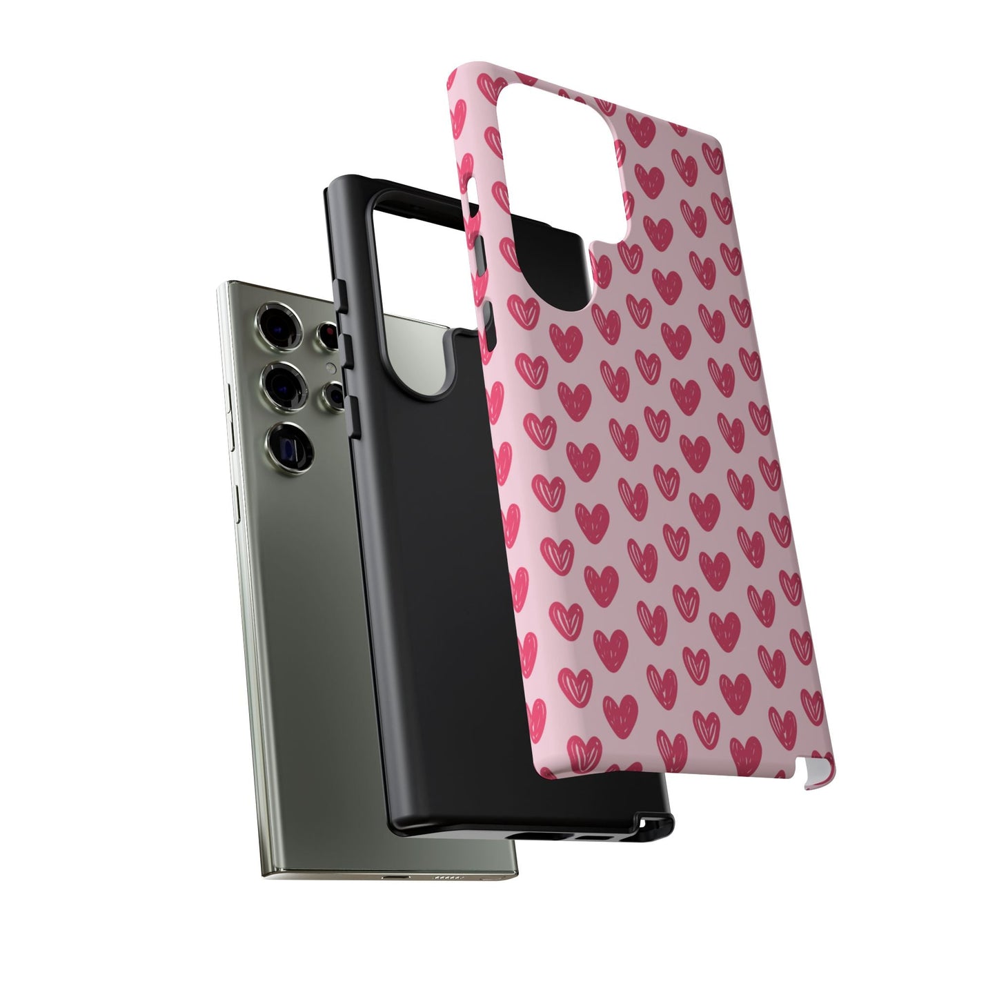 Pink Sketched Hearts – Samsung Galaxy Case - BOGO Cases