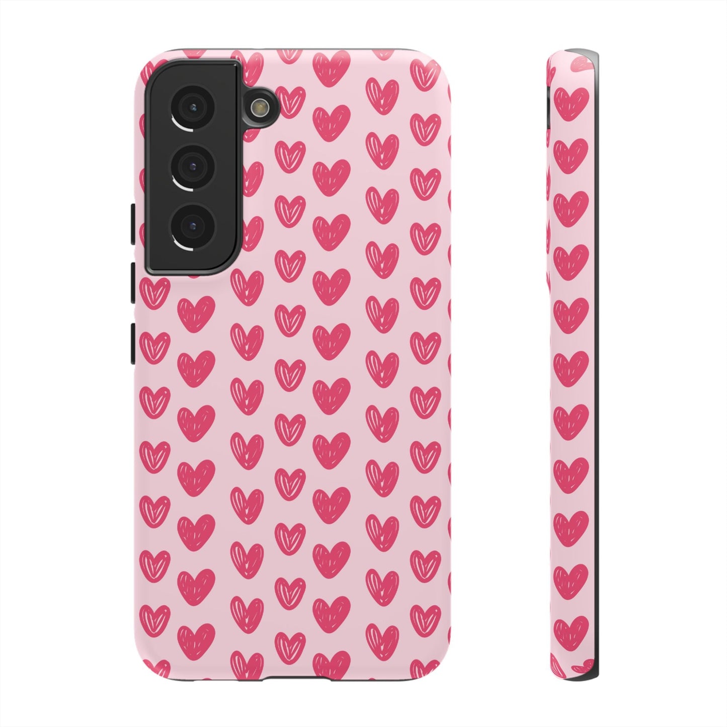 Pink Sketched Hearts – Samsung Galaxy Case - BOGO Cases