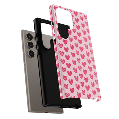 Pink Sketched Hearts – Samsung Galaxy Case - BOGO Cases