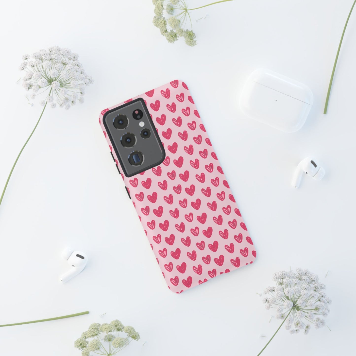 Pink Sketched Hearts – Samsung Galaxy Case - BOGO Cases