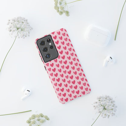 Pink Sketched Hearts – Samsung Galaxy Case - BOGO Cases