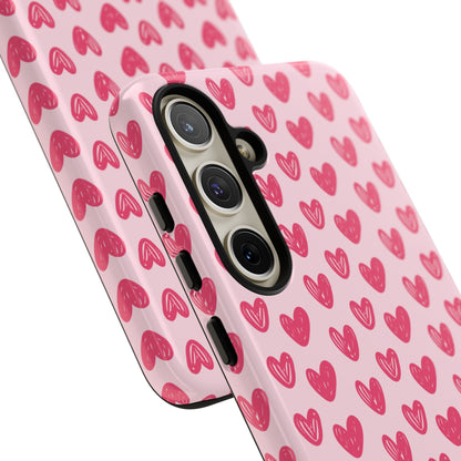 Pink Sketched Hearts – Samsung Galaxy Case - BOGO Cases