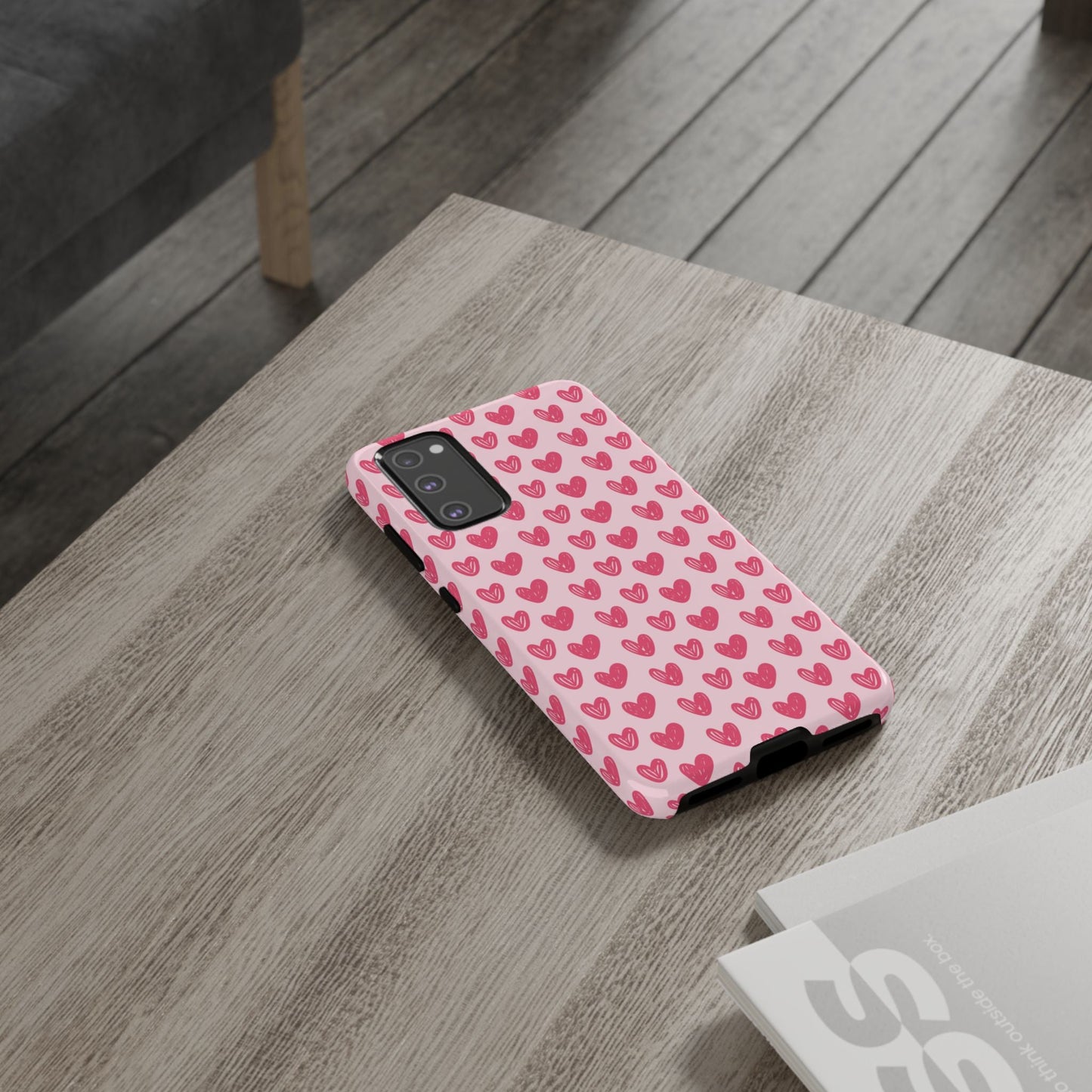 Pink Sketched Hearts – Samsung Galaxy Case - BOGO Cases