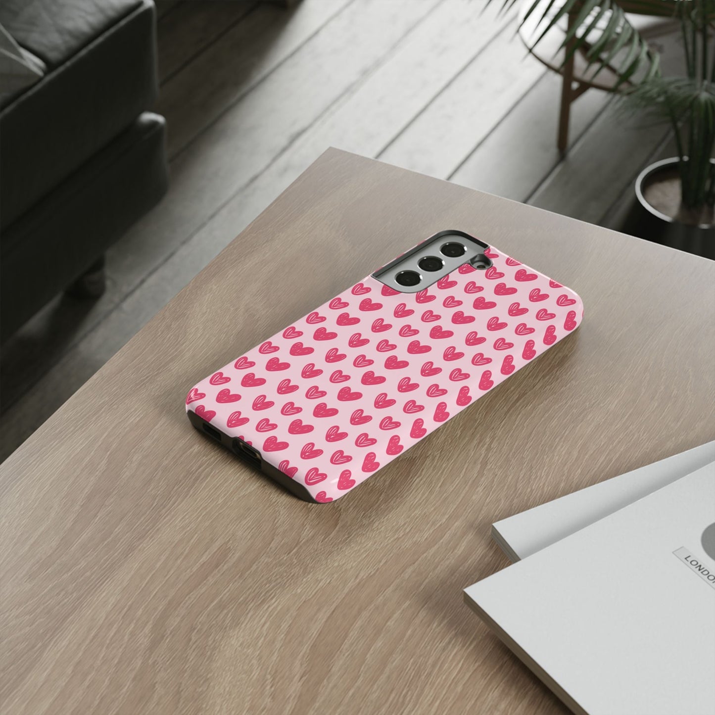 Pink Sketched Hearts – Samsung Galaxy Case - BOGO Cases