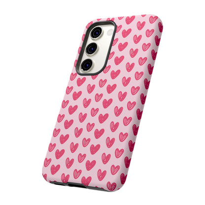 Pink Sketched Hearts – Samsung Galaxy Case - BOGO Cases