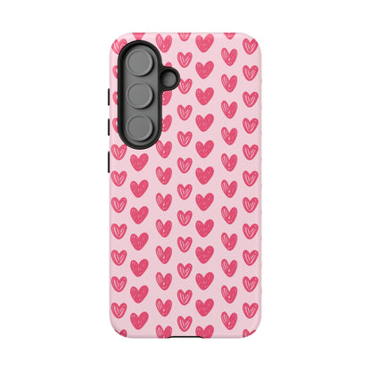 Pink Sketched Hearts – Samsung Galaxy Case - BOGO Cases