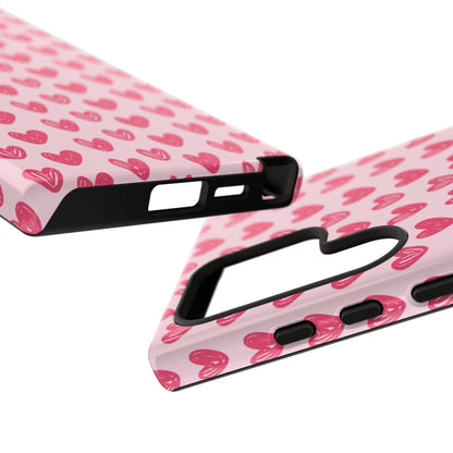 Pink Sketched Hearts – Samsung Galaxy Case - BOGO Cases