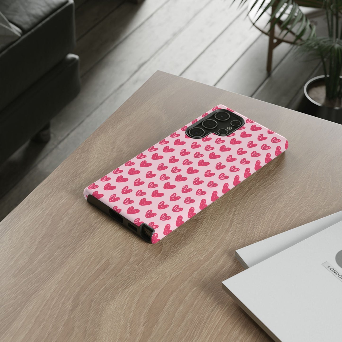 Pink Sketched Hearts – Samsung Galaxy Case - BOGO Cases