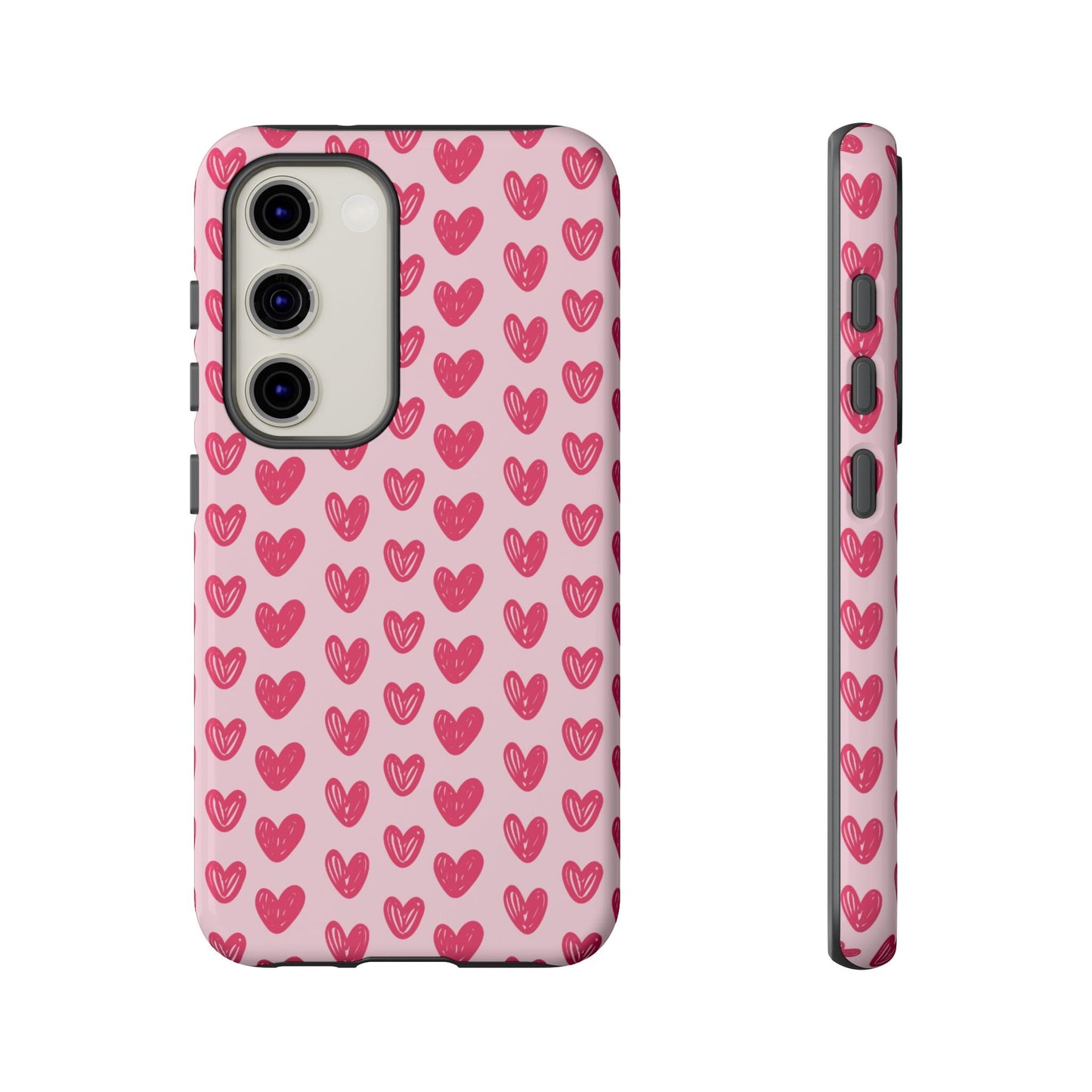 Pink Sketched Hearts – Samsung Galaxy Case - BOGO Cases
