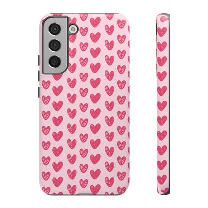 Pink Sketched Hearts – Samsung Galaxy Case - BOGO Cases