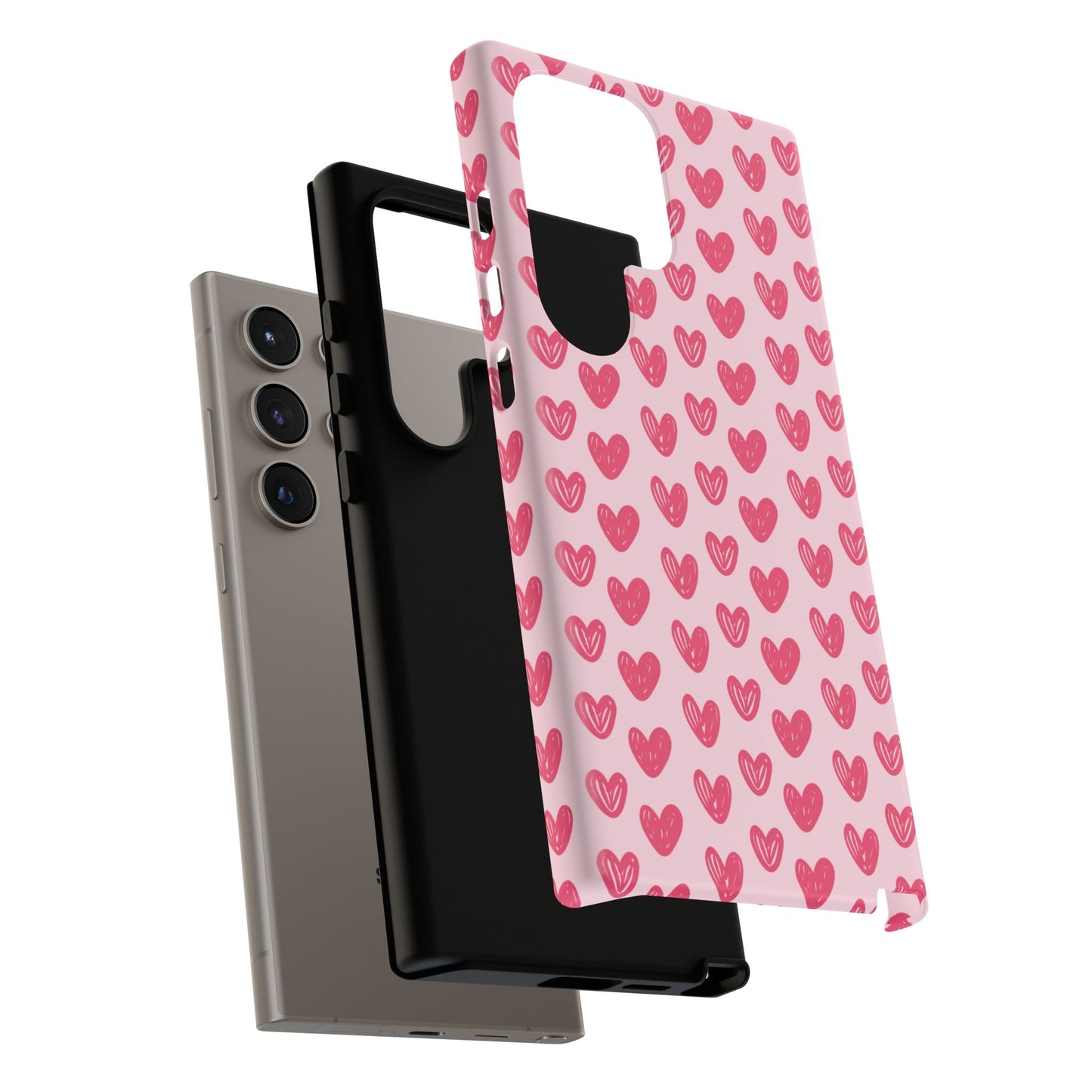 Pink Sketched Hearts – Samsung Galaxy Case - BOGO Cases