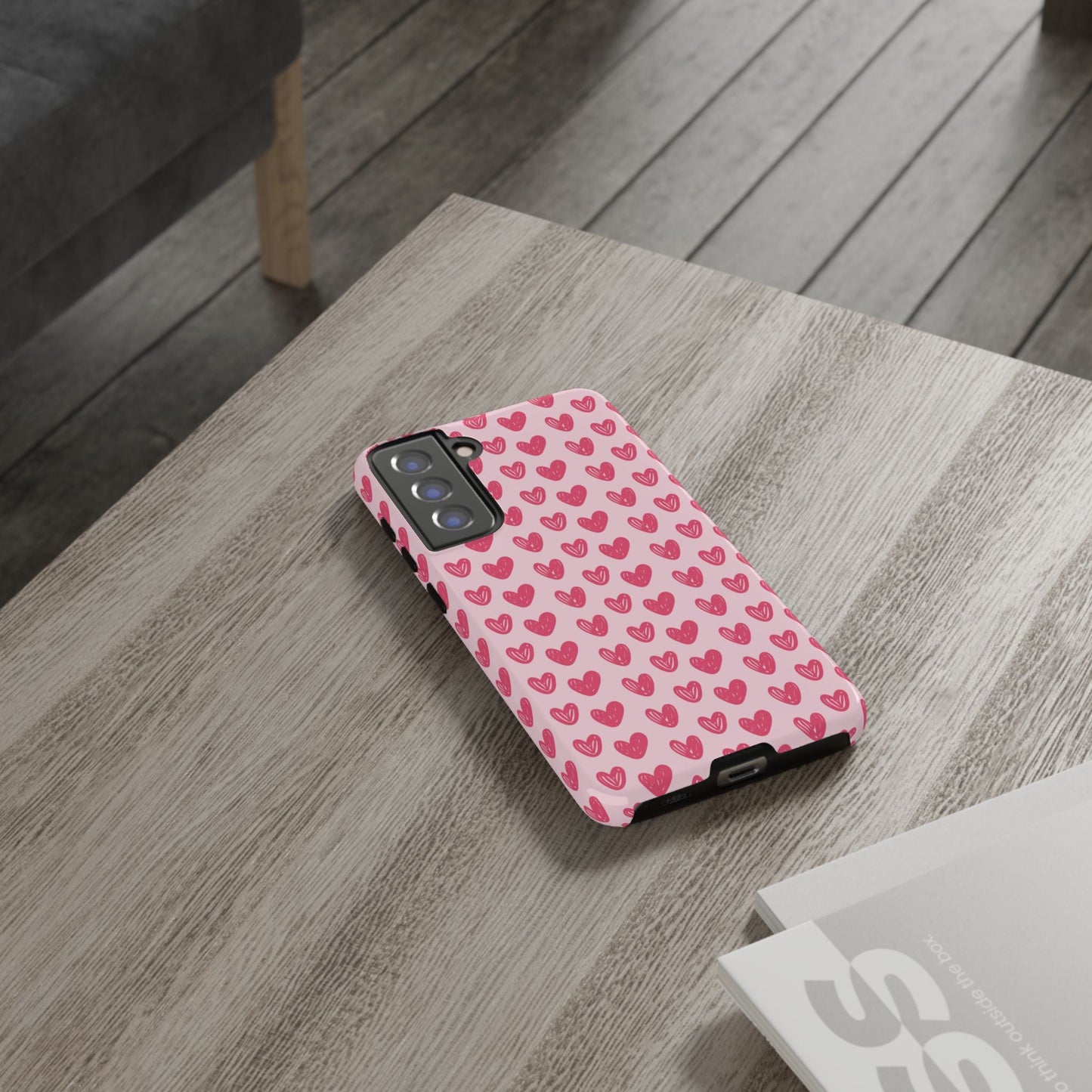 Pink Sketched Hearts – Samsung Galaxy Case - BOGO Cases