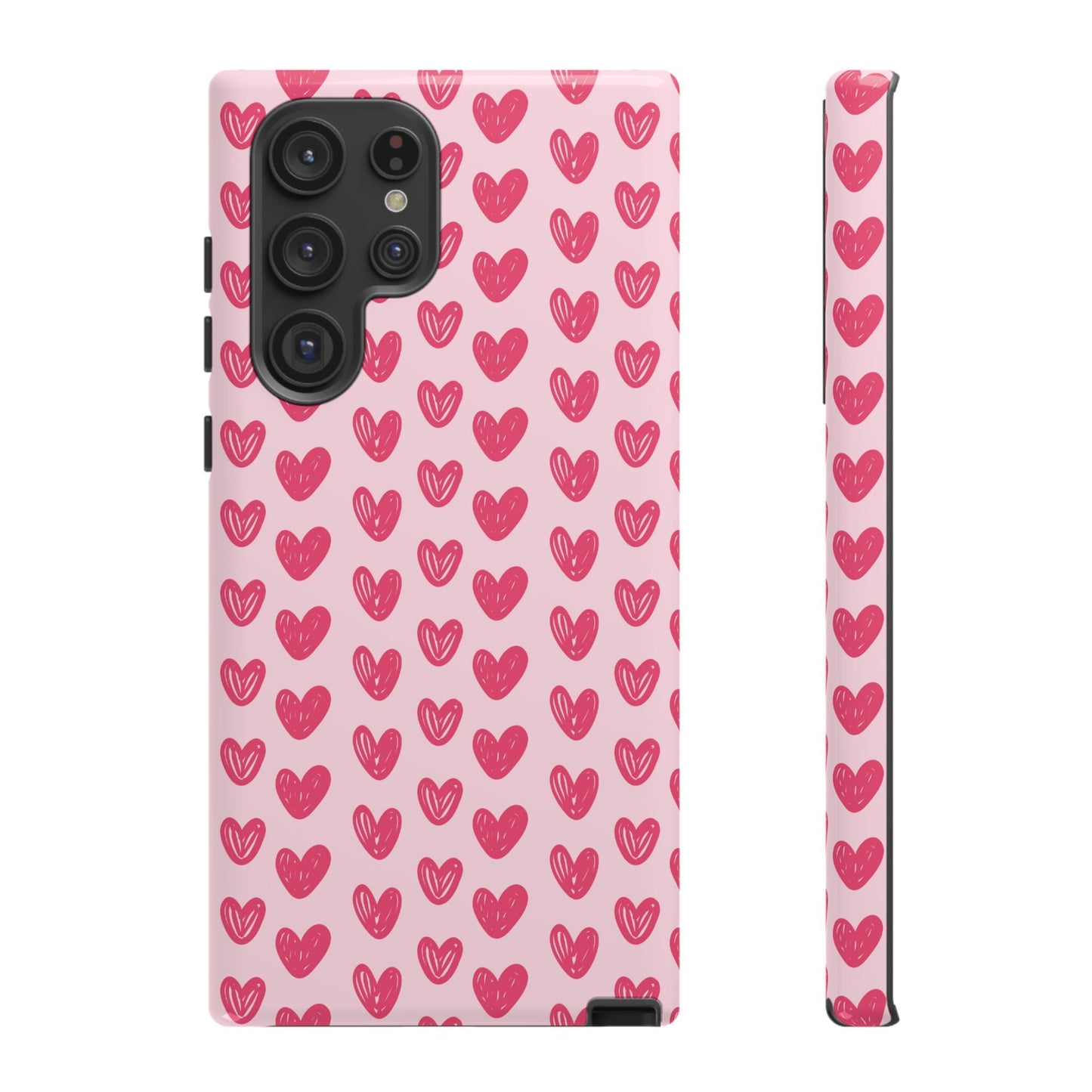 Pink Sketched Hearts – Samsung Galaxy Case - BOGO Cases