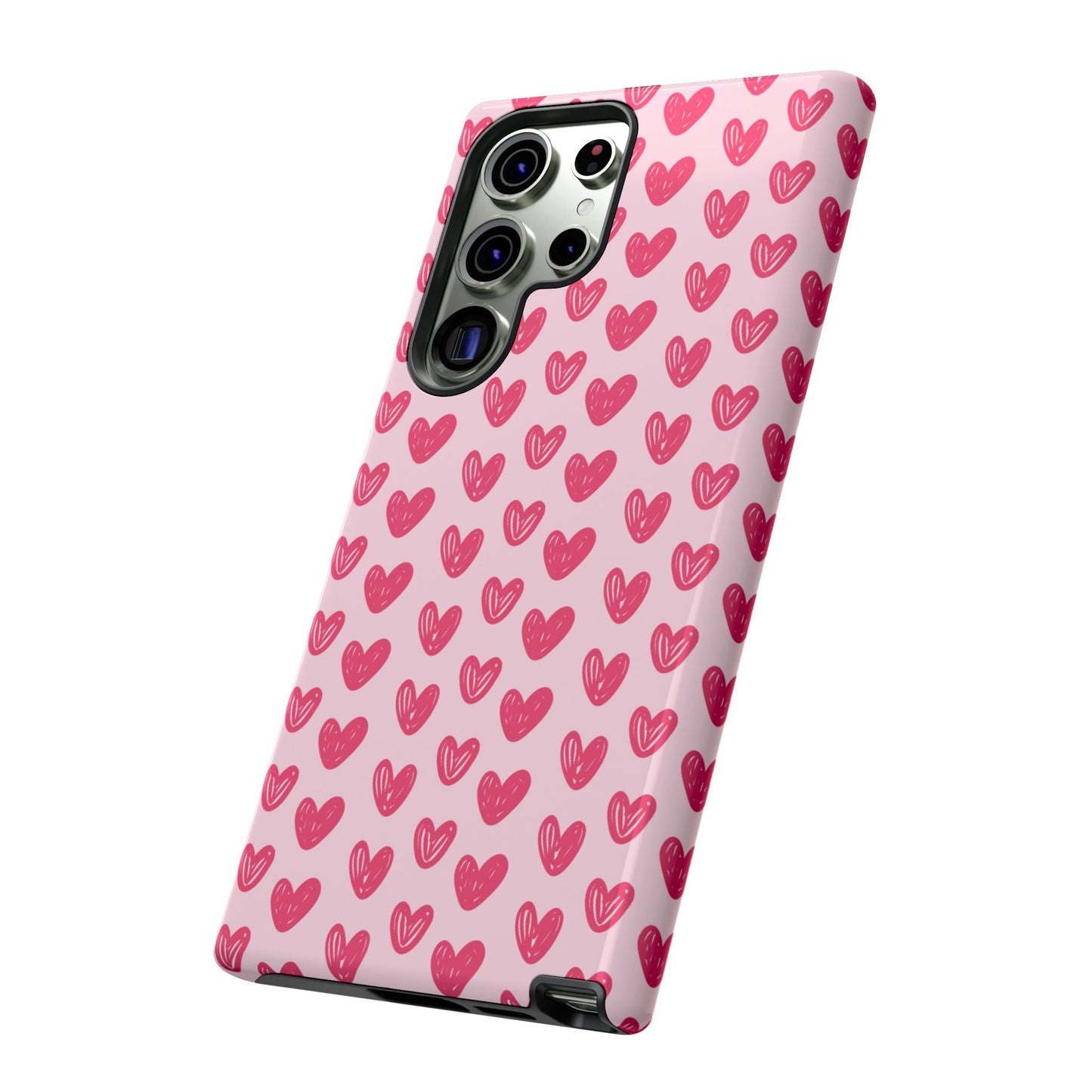 Pink Sketched Hearts – Samsung Galaxy Case - BOGO Cases