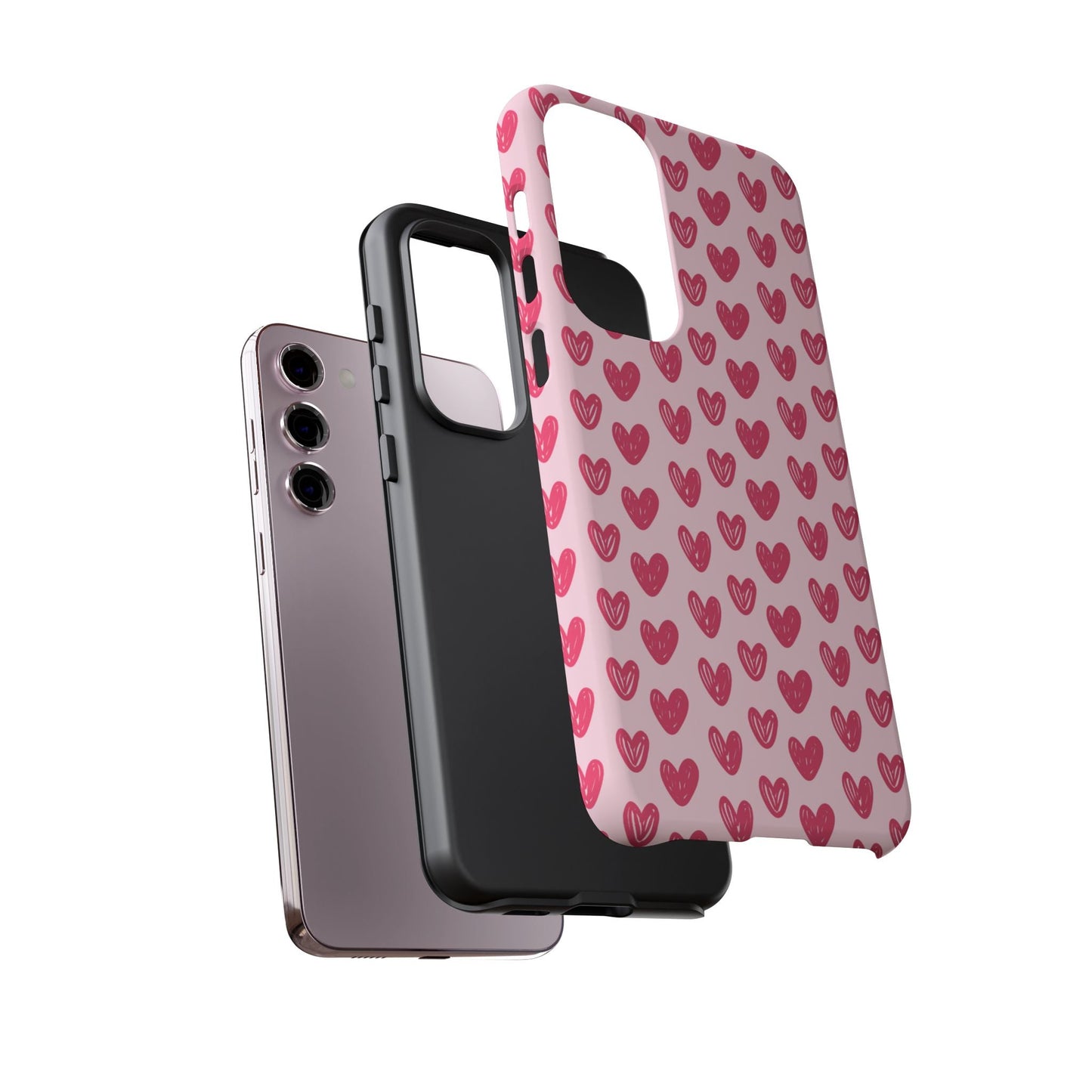 Pink Sketched Hearts – Samsung Galaxy Case - BOGO Cases