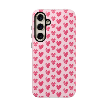 Pink Sketched Hearts – Samsung Galaxy Case - BOGO Cases