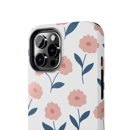 Playful Pink Floral Tough iPhone Case – Soft Pastel Design, Slim & Shockproof - BOGO Cases