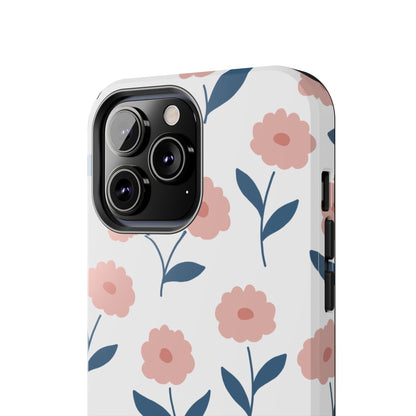 Playful Pink Floral Tough iPhone Case – Soft Pastel Design, Slim & Shockproof - BOGO Cases