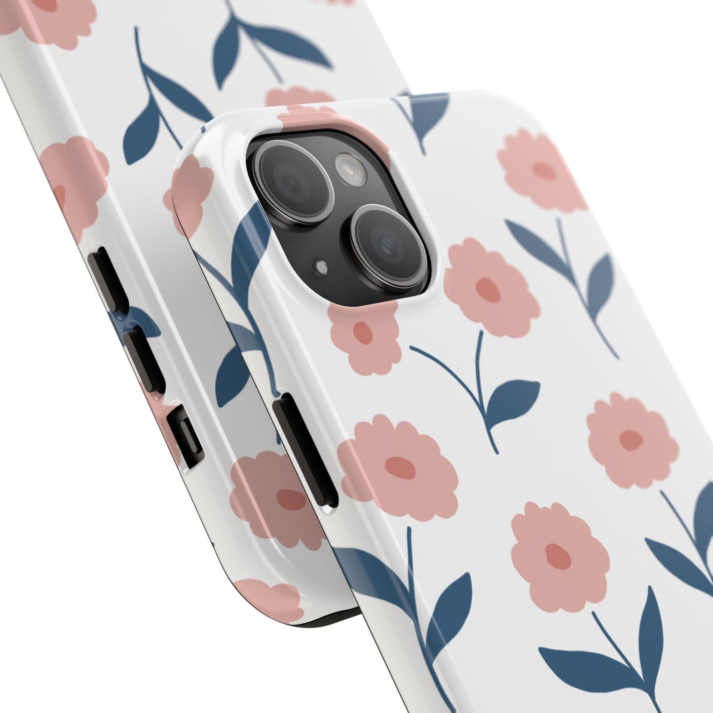 Playful Pink Floral Tough iPhone Case – Soft Pastel Design, Slim & Shockproof - BOGO Cases