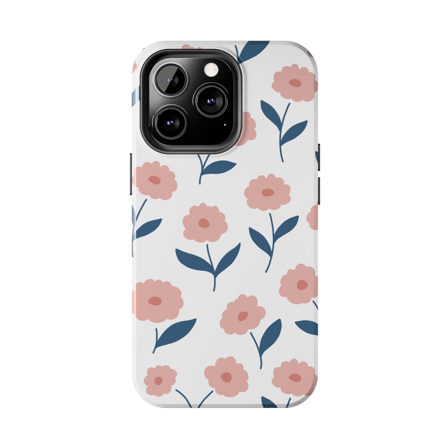 Playful Pink Floral Tough iPhone Case – Soft Pastel Design, Slim & Shockproof - BOGO Cases