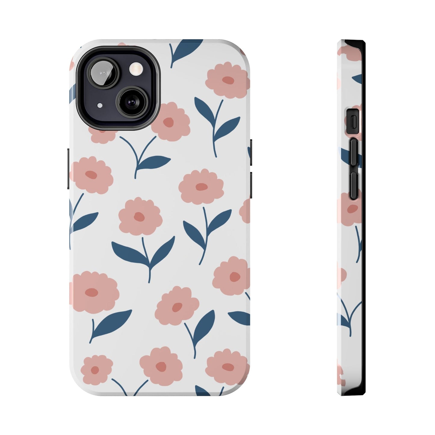 Playful Pink Floral Tough iPhone Case – Soft Pastel Design, Slim & Shockproof - BOGO Cases