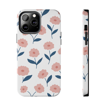 Playful Pink Floral Tough iPhone Case – Soft Pastel Design, Slim & Shockproof - BOGO Cases