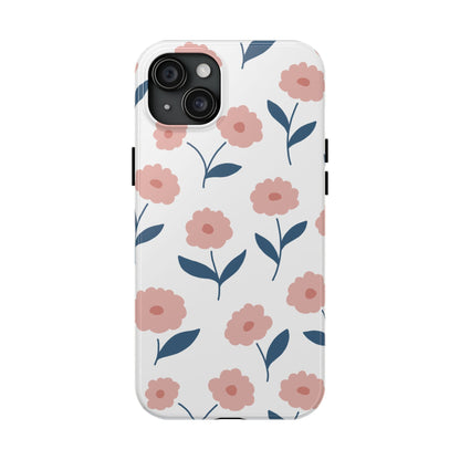 Playful Pink Floral Tough iPhone Case – Soft Pastel Design, Slim & Shockproof - BOGO Cases