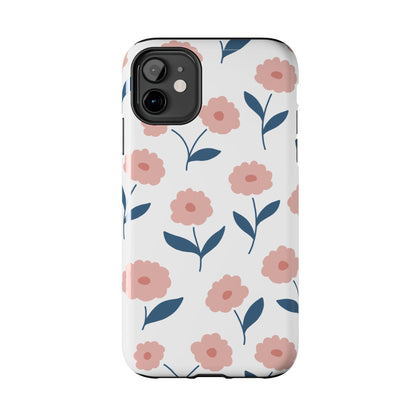 Playful Pink Floral Tough iPhone Case – Soft Pastel Design, Slim & Shockproof - BOGO Cases