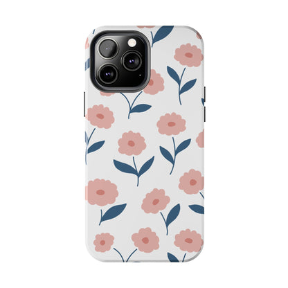 Playful Pink Floral Tough iPhone Case – Soft Pastel Design, Slim & Shockproof - BOGO Cases