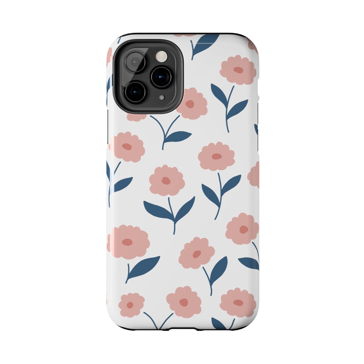 Playful Pink Floral Tough iPhone Case – Soft Pastel Design, Slim & Shockproof - BOGO Cases