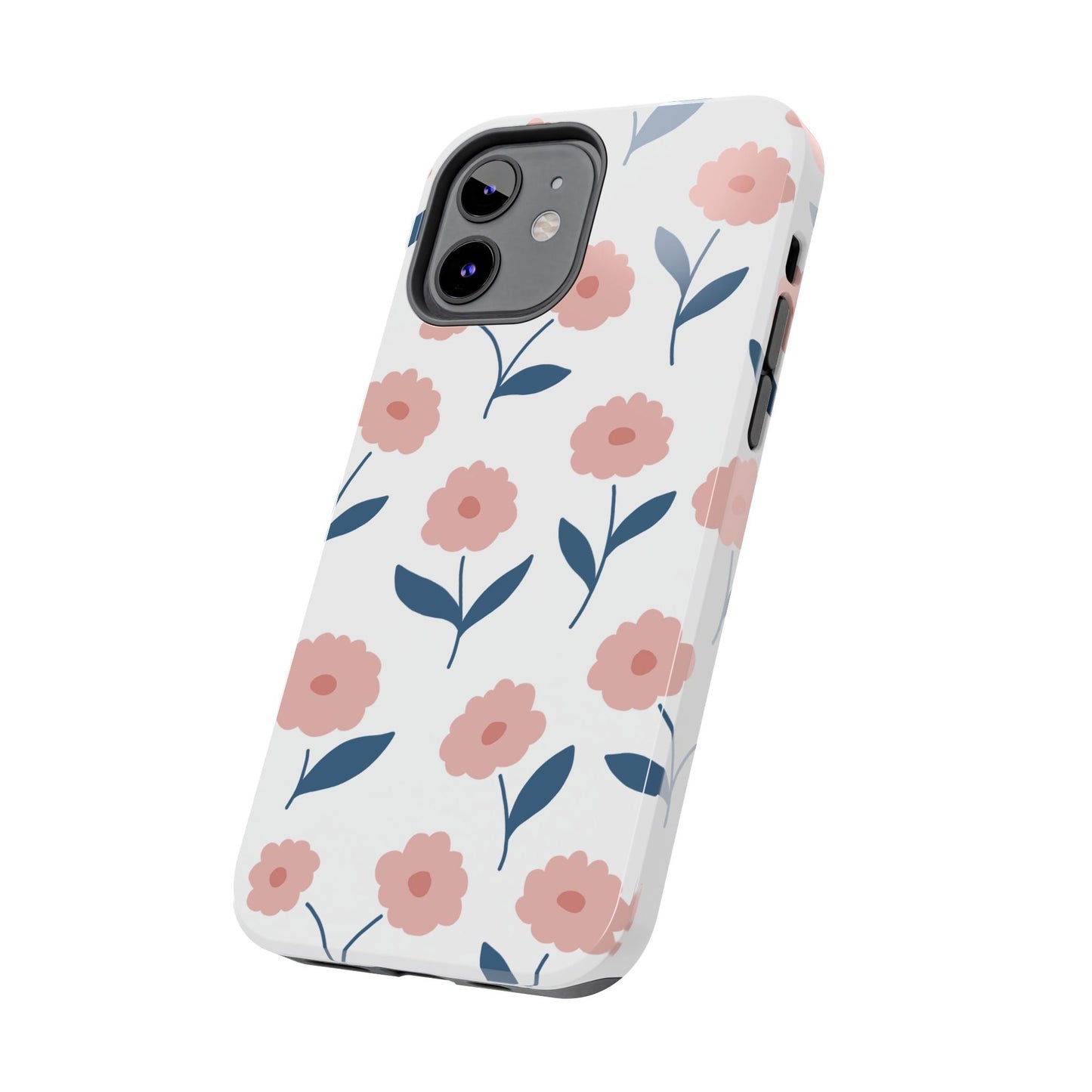 Playful Pink Floral Tough iPhone Case – Soft Pastel Design, Slim & Shockproof - BOGO Cases