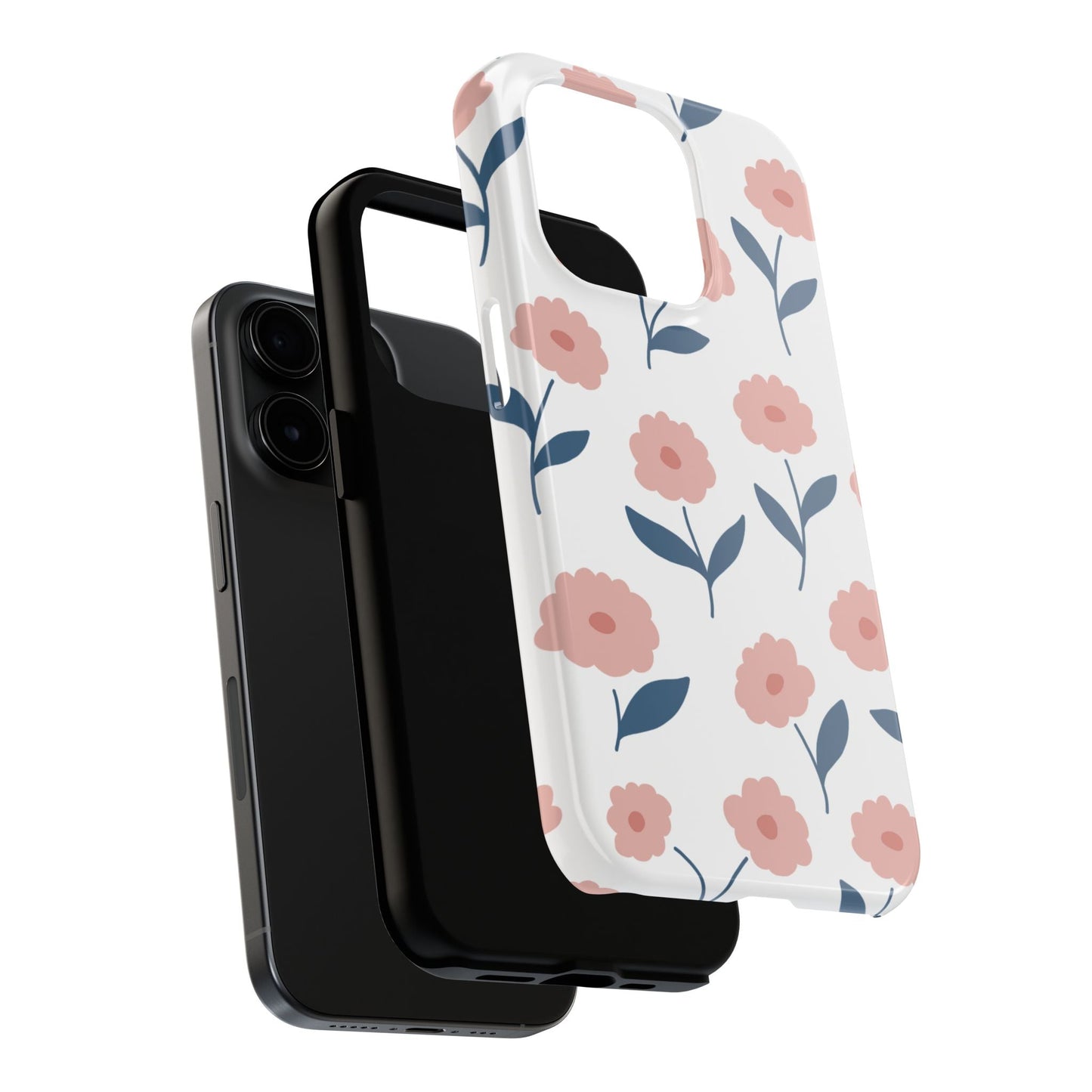 Playful Pink Floral Tough iPhone Case – Soft Pastel Design, Slim & Shockproof - BOGO Cases