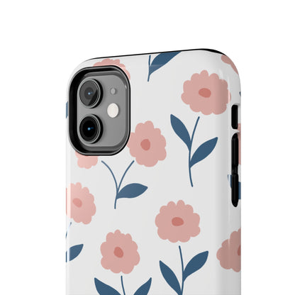 Playful Pink Floral Tough iPhone Case – Soft Pastel Design, Slim & Shockproof - BOGO Cases