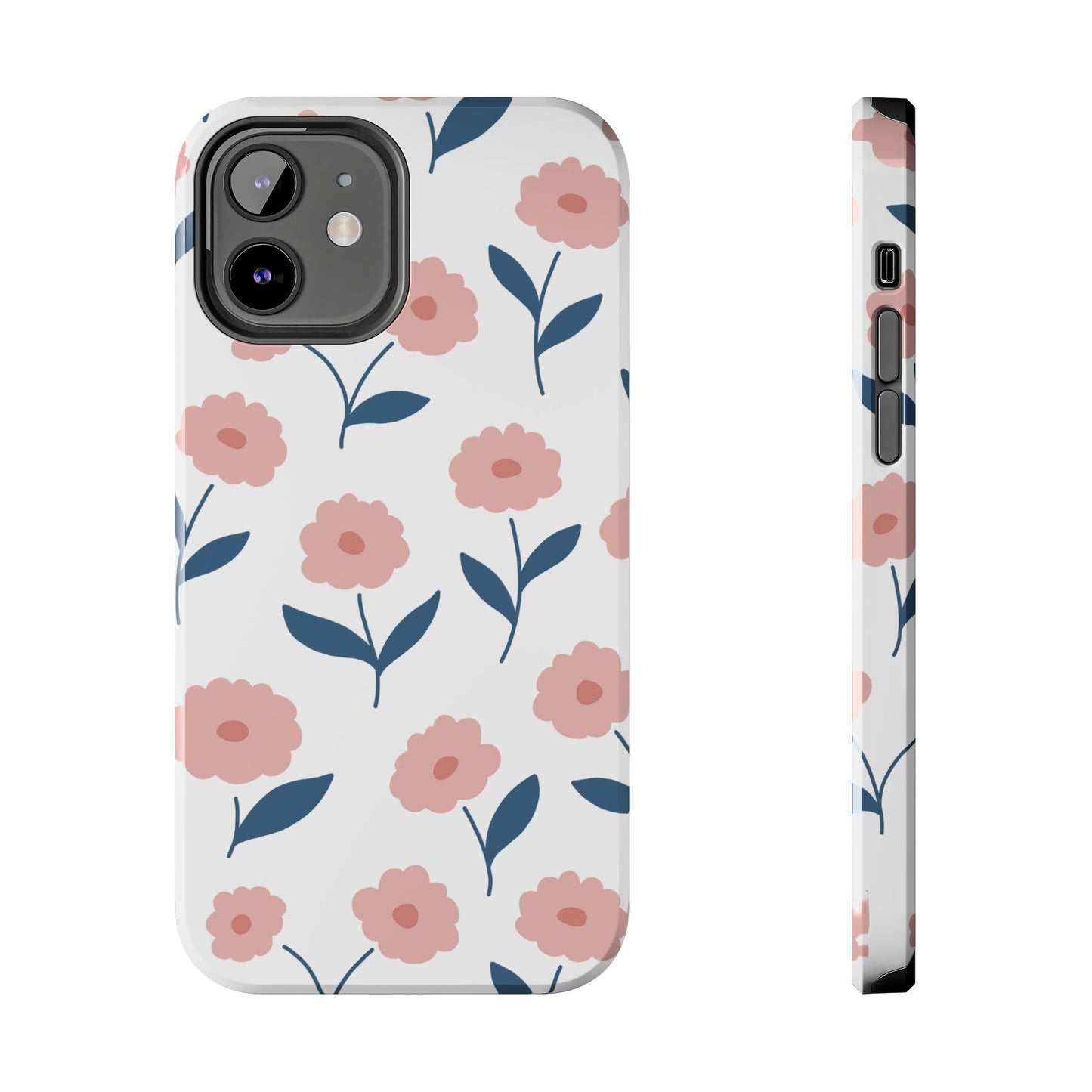 Playful Pink Floral Tough iPhone Case – Soft Pastel Design, Slim & Shockproof - BOGO Cases