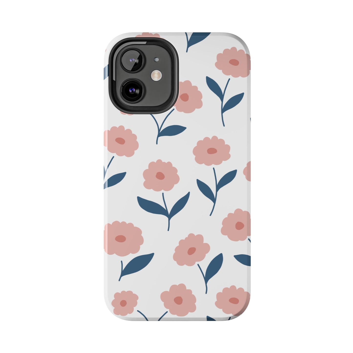 Playful Pink Floral Tough iPhone Case – Soft Pastel Design, Slim & Shockproof - BOGO Cases