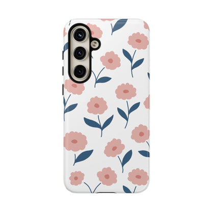 Playful Pink Floral Tough Samsung Galaxy Case – Soft Pastel Design, Slim & Shockproof - BOGO Cases