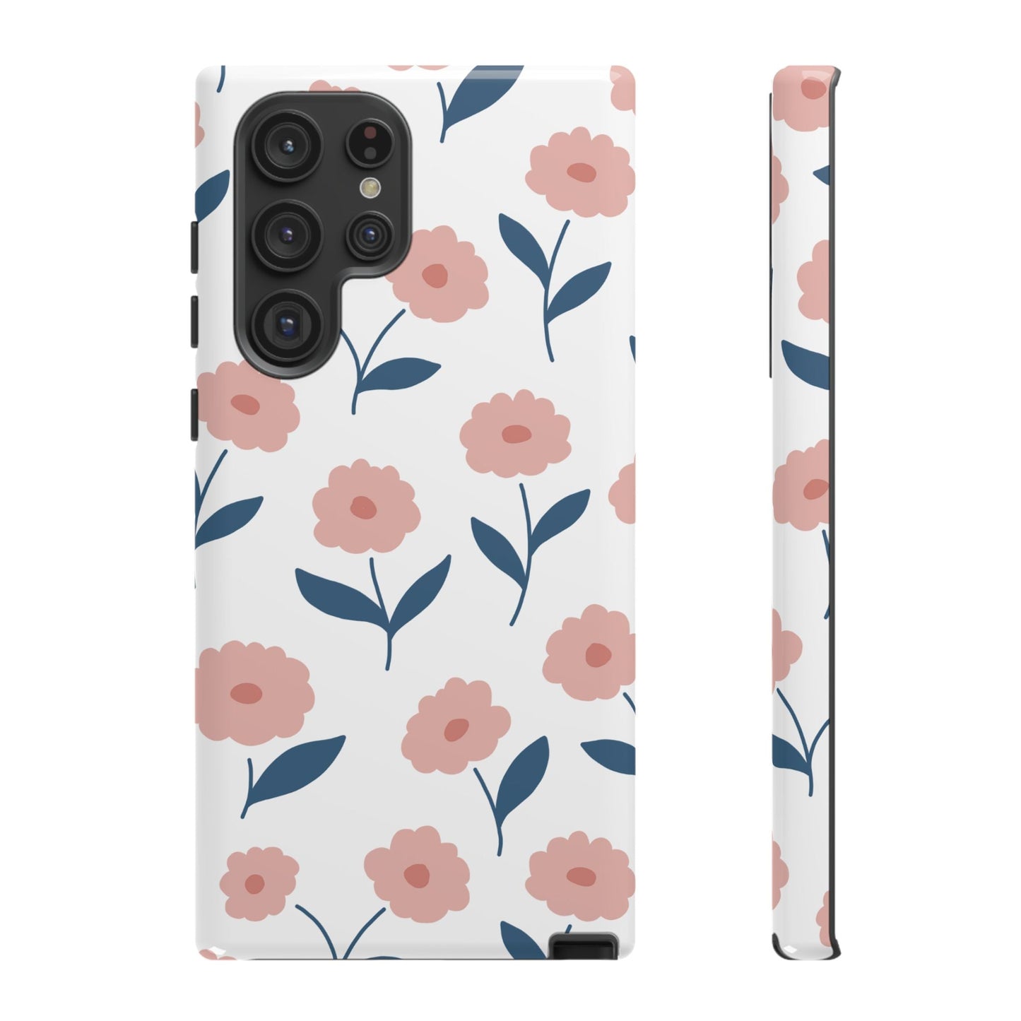 Playful Pink Floral Tough Samsung Galaxy Case – Soft Pastel Design, Slim & Shockproof - BOGO Cases