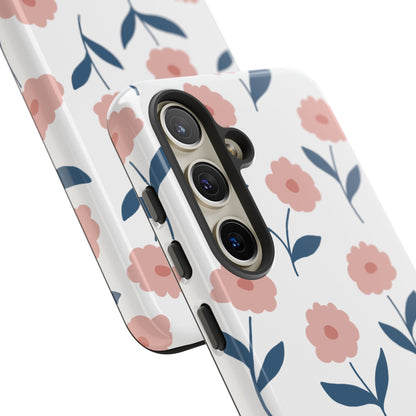 Playful Pink Floral Tough Samsung Galaxy Case – Soft Pastel Design, Slim & Shockproof - BOGO Cases