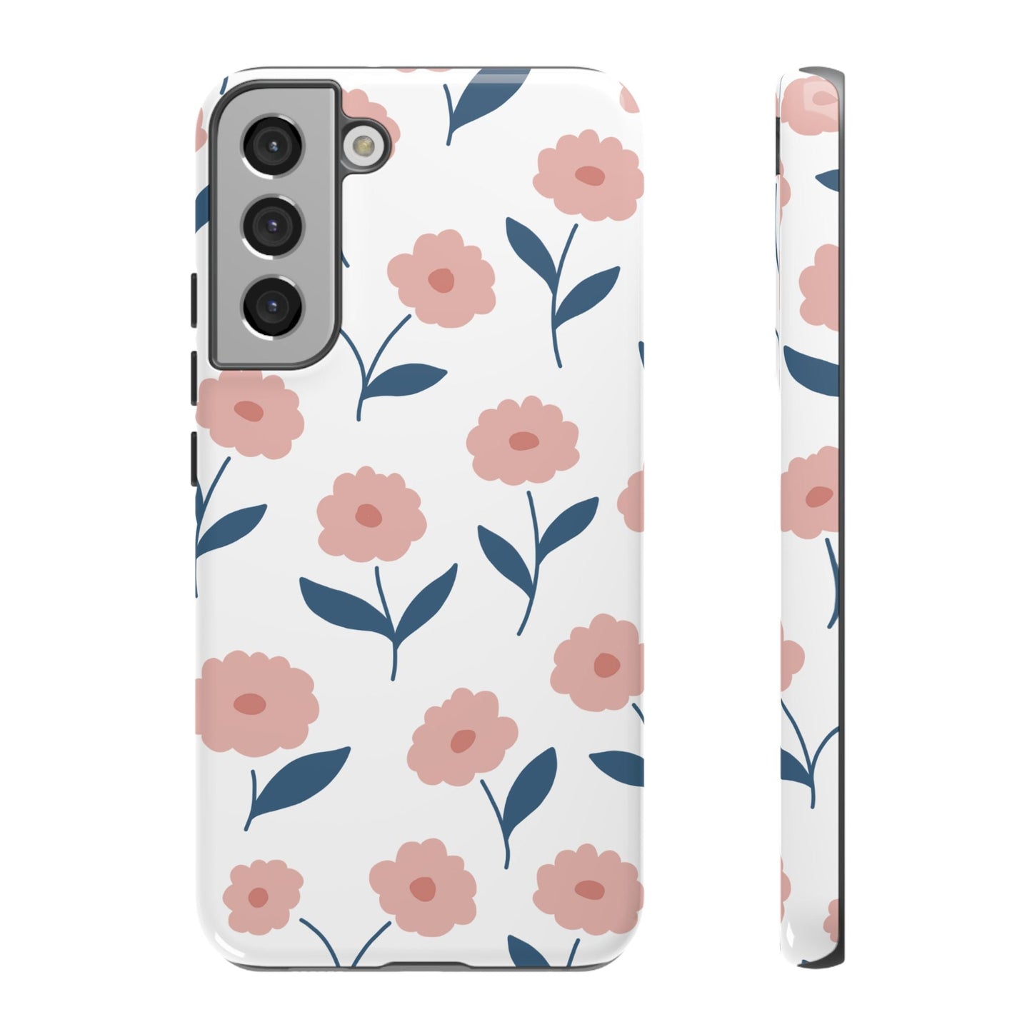 Playful Pink Floral Tough Samsung Galaxy Case – Soft Pastel Design, Slim & Shockproof - BOGO Cases