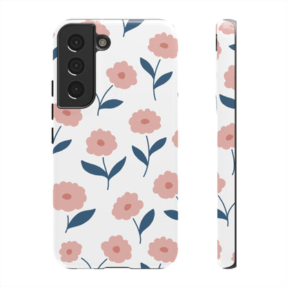 Playful Pink Floral Tough Samsung Galaxy Case – Soft Pastel Design, Slim & Shockproof - BOGO Cases