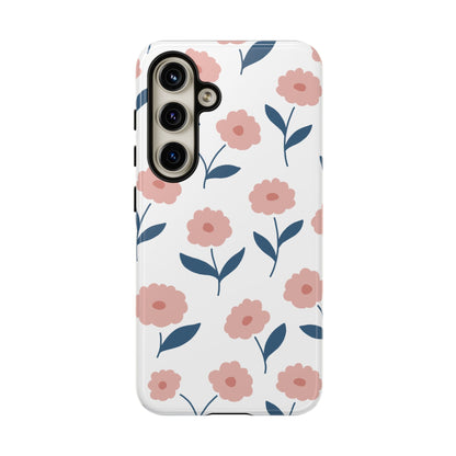 Playful Pink Floral Tough Samsung Galaxy Case – Soft Pastel Design, Slim & Shockproof - BOGO Cases